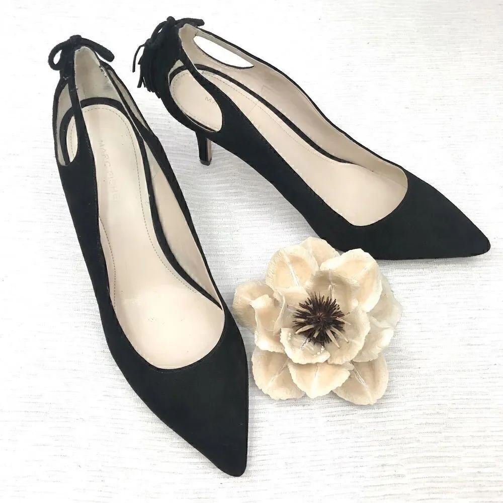 Marc Fisher Teagin Black Suede Tassel Heels